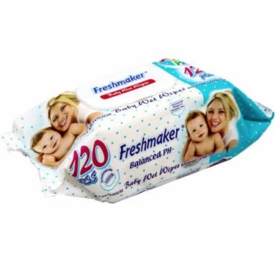 Влажные салфетки для детей Freshmaker с клапаном, 120 шт