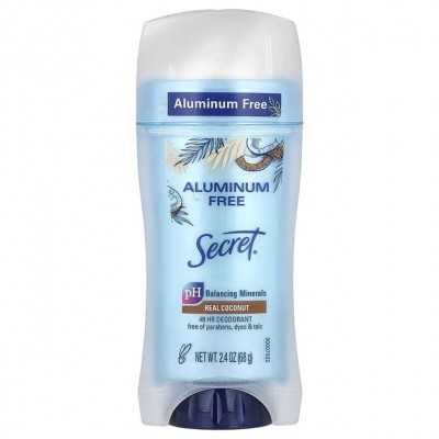 Дезодорант Secret Coconut 68 г – женский сток без алюминия, 48 часов защиты от запаха