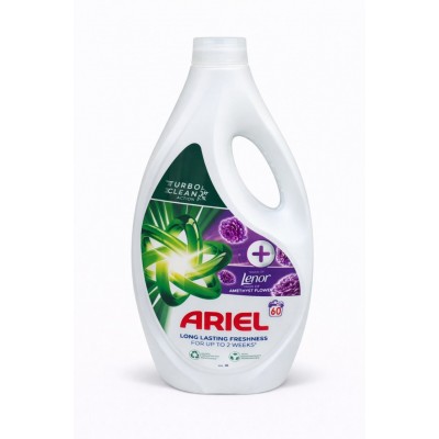Гель для стирки Ariel + Lenor Amethyst Flower 3 л (60 стирок) - интенсивное очищение и длительный аромат