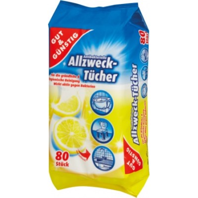 Серветки для прибир. вологі G&G  Allzweck Tuc універ. 80 шт. (6)