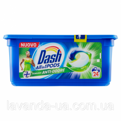 Капсулы для стирки Dash 3in1 ANTI-ODORE 602,40г. 24 стирки
