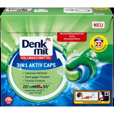 Капсулы для стирки Denkmit Vollwaschmittel 3in1 Aktiv Caps, 22 шт
