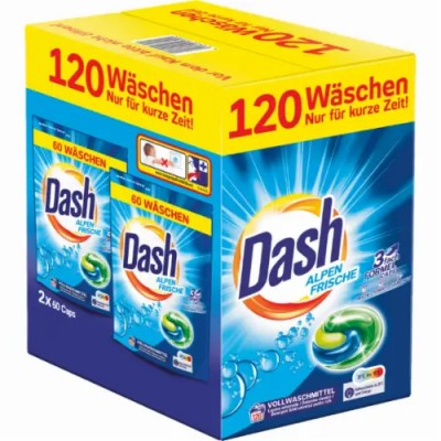 Капсулы для стирки Dash, универсальные Alpen Frische 3 in 1, 120 WA - 2,988 кг