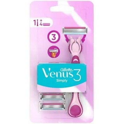 Станок для бритья Gillette Venus Simply Razor 3 с 4 сменными насадками