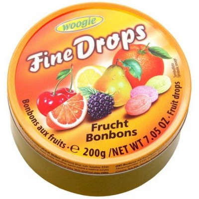 Леденцы Woogie Fine Drops Bonbons Candies with fruits mix flavour 200g