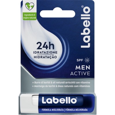Бальзам для губ, гигиеническая помада LABELLO ACTIVE FOR MEN SUN PROTECTION SPF15 MOISTURIZING 24H