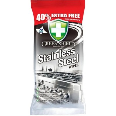 Влажные салфетки Green Shield для поверхностей из нержавеющей стали 70 шт