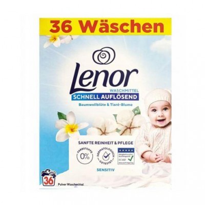 Стиральный порошок Lenor Sensitive 1,98 кг (36 стирок) – гипоаллергенная формула для чувствительной кожи и нежного ухода за бельём