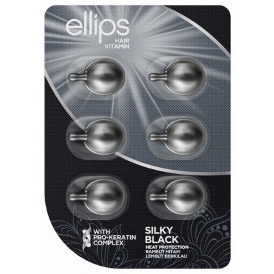 Масло для волос Ellips Hair Vitamin Silky Black Шелковая ночь с PRO-кератиновым комплексом 6 х 1 мл
