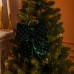 Бархатный бант для декора со стразами и узором на елку 25×35 (см) Зеленый CR-2-20