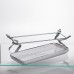 Фарфоровое блюдо для сервировки на металлической подставке 29.5×12×9 (см) Белый с серебром LB-1565S