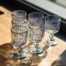 Набор бокалов для вина 6 штук по 220 мл ребристых из толстого стекла синий HP-19-238