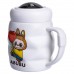 Чашка фарфоровая с крышкой Labubu 400 (мл) подарочная кружка прикольная чашка для детей на подарок Белый с желтым FM-54D