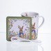 Чашка фарфоровая Garden Rabbits для чая и кофе  с блюдцем и ложкой 300 мл HP-7323-1