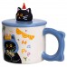 Чашка фарфоровая с крышкой Kitten's Birthday 400 (мл) подарочная кружка прикольная чашка для детей на подарок Синий FM-24A