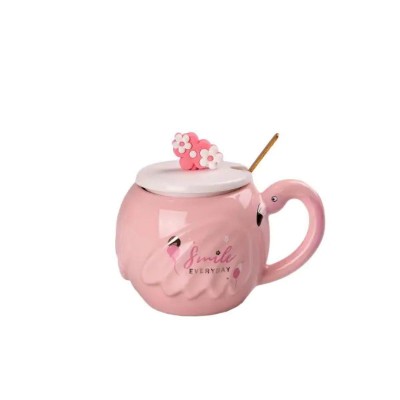 Чашка фарфоровая Flamingo 500мл с крышкой и ложкой чашки для кофе Smile HPCY8276SM