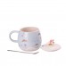 Чашка керамическая Rainbow Ceramic Mug 400ml с крышкой и ложкой Голубой HPCY8278BL