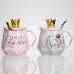 Набор парных фарфоровых чашек Queen&King 2 (шт) по 400 (мл) чашки на подарок с крышкой и ложкой FM-30 Набор парных фарфоровых чашек Queen&King 2 (шт) по 400 (мл) чашки на подарок с крышкой и ложкой FM-30