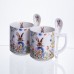 Набор подарочных фарфоровых чашек Garden Rabbits 2 штуки по 300 мл с ложками HP-7323-3