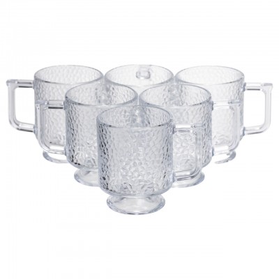 Набор чашек 6 шт для чая и кофе Goblet по 300 (мл) кружки стеклянные HP-19-L8