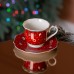 Чашка фарфоровая Christmas с блюдцем Красная HP-SD-9