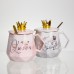 Набор парных фарфоровых чашек Queen&King 2 (шт) по 400 (мл) чашки на подарок с крышкой и ложкой FM-30