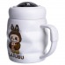 Чашка фарфоровая с крышкой Labubu 400 (мл) подарочная кружка прикольная чашка для детей на подарок Белый с темно-коричневым FM-54C
