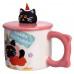 Чашка фарфоровая с крышкой Kitten's Birthday 400 (мл) подарочная кружка прикольная чашка для детей на подарок Розовый FM-24C