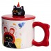 Чашка фарфоровая с крышкой Kitten's Birthday 400 (мл) подарочная кружка прикольная чашка для детей на подарок Красный FM-24D