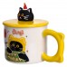 Чашка фарфоровая с крышкой Kitten's Birthday 400 (мл) подарочная кружка прикольная чашка для детей на подарок Желтый FM-24B