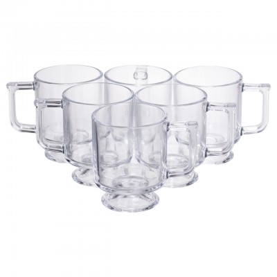 Набор чашек 6 шт для чая и кофе Goblet по 300 (мл) кружки стеклянные Прозрачный HP-19-L6