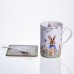 Чашка фарфоровая Garden Rabbits для чая и кофе  с блюдцем и ложкой 300 мл HP-7323-1