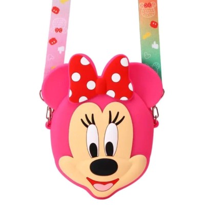 Детская силиконовая сумка Минни Маус 15×13×3 (см) через плечо Малиновый HP-55-9PP