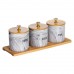 Набор фарфоровых банок для сыпучих на подставке 3 шт по 250 (мл) для чая кофе сахара Серый SCT-664