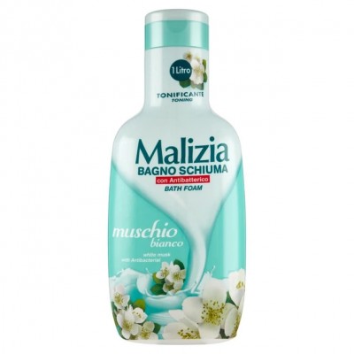 Гель-пена для душа и ванны Белый Мускус Malizia White Musk with Antibacteria 1 л