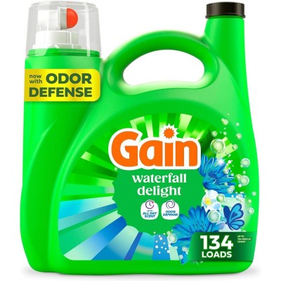 Гель для стирки Gain Ultra Oxi 5,73 л, 134 стирок, жидкое средство для белого и цветного белья, усиленное удаление пятен