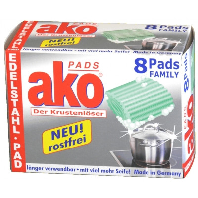 Губки для чищення з нержавійки Ako Pads Familly 8 шт.