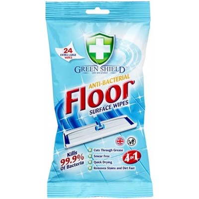 Салфетки влажные Антибактериальные Green Shield для пола, 24 шт