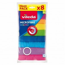 Тряпки для уборки Vileda Panno Microfibra Colors 8 шт, универсальные салфетки из микрофибры для дома