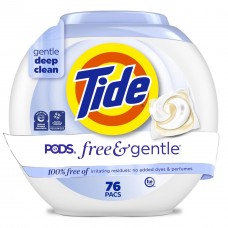 Капсулы для стирки Tide Free & Gentle Pods 76 шт, без запаха, для холодной воды, деликатная очистка Капсулы для стирки Tide Free & Gentle Pods 76 шт, без запаха, для холодной воды, деликатная очистка