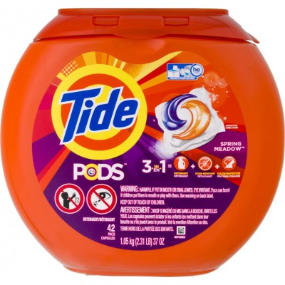 Капсулы для стирки Tide 3 in 1 Spring Meadow Pods универсальный, Профессиональная стирка в холодной воде 42шт