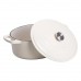 Гусятница чугунная эмалированная с крышкой 6л Ø26см бежевая, утятница казан для тушения запекания посуда кухонная HP-1-10-WHITE