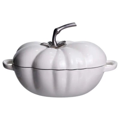 Кастрюля чугунная эмалированная Iron Tomato 2,5 л белая кокотница с литыми ручками для запекания HP-1-20-WHITE