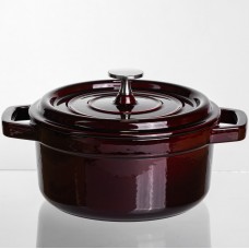 Кокотница чугунная эмалированная 2 л, бургунди Yiwu HP-FLG-8 burgundy