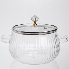 Кастрюля из боросиликатного стекла Pumpkin Pot 2,5 л, рифленая Yiwu HP-GP-6