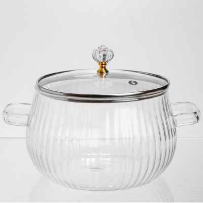 Кастрюля из боросиликатного стекла Pumpkin Pot 2,5 л, рифленая Yiwu HP-GP-6