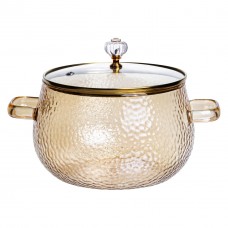 Кастрюля из боросиликатного стекла Pumpkin Pot 2,5 л с фактурой, янтарная Yiwu HP-GP-13