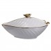 Супница 800 (мл) фарфоровая 32×21×16 (см) с крышкой Белый с золотом XL-4054AG