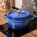 Кастрюля чугунная эмалированная 3 л с крышкой Ø24 см Синяя HP-1-3BL