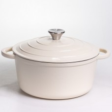 Кастрюля чугунная эмалированная 5 л, бежевый Yiwu HP-FLG-2 WHITE